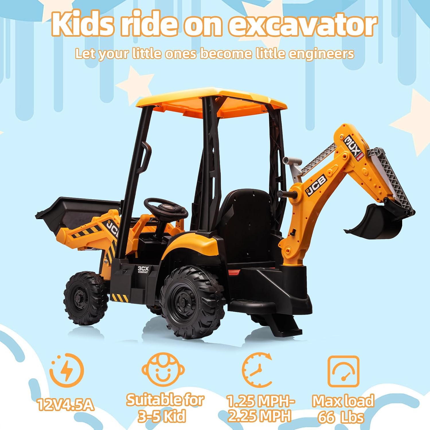 Excavadora Eléctrica JCB 12V c - Kids Toys Jcb reseña y precio